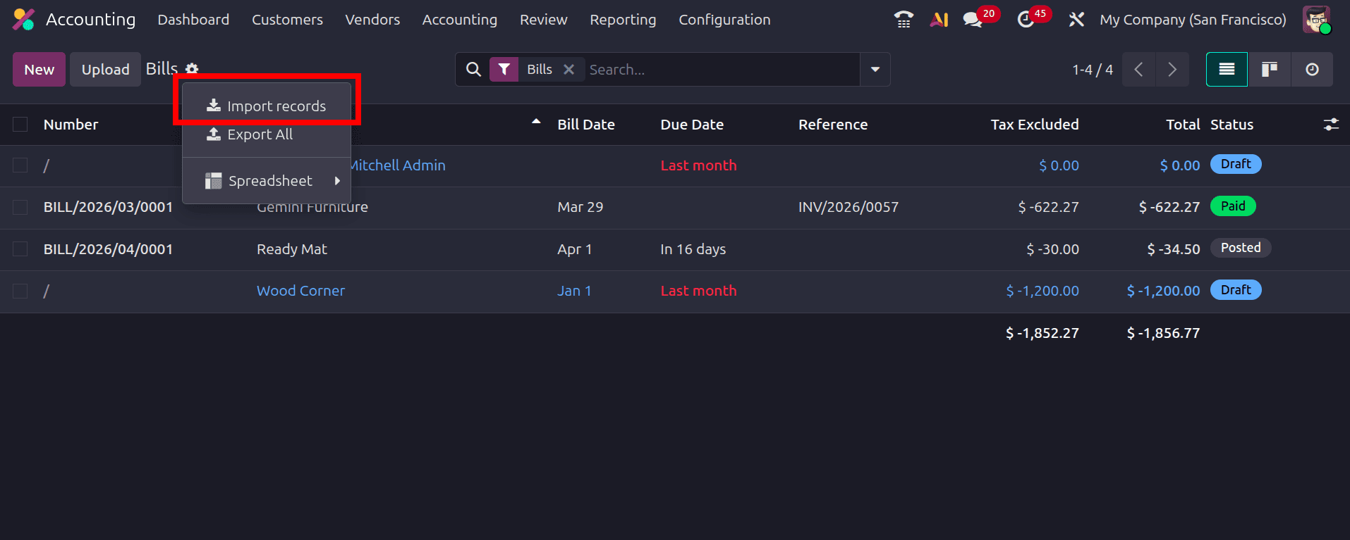 Overview of Importing Vendor Bill in Odoo 19-cybrosys