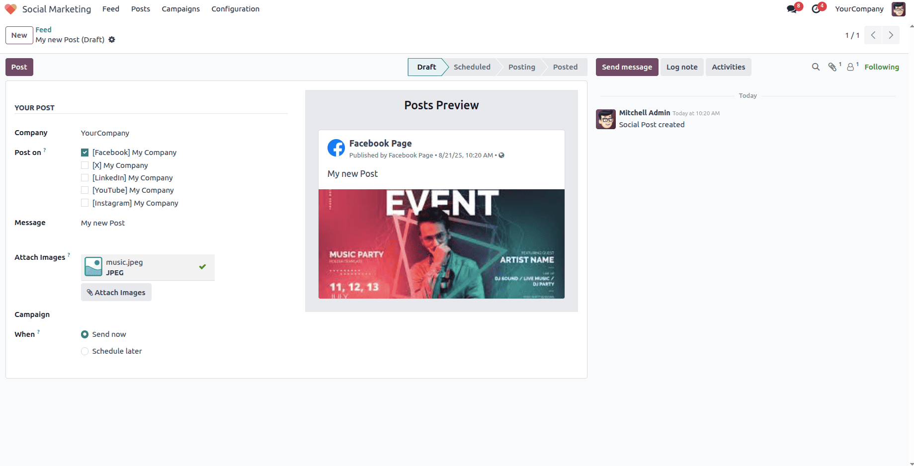 Overview of Integrating Social Media with Odoo 18's Social Marketing Module-cybrosys