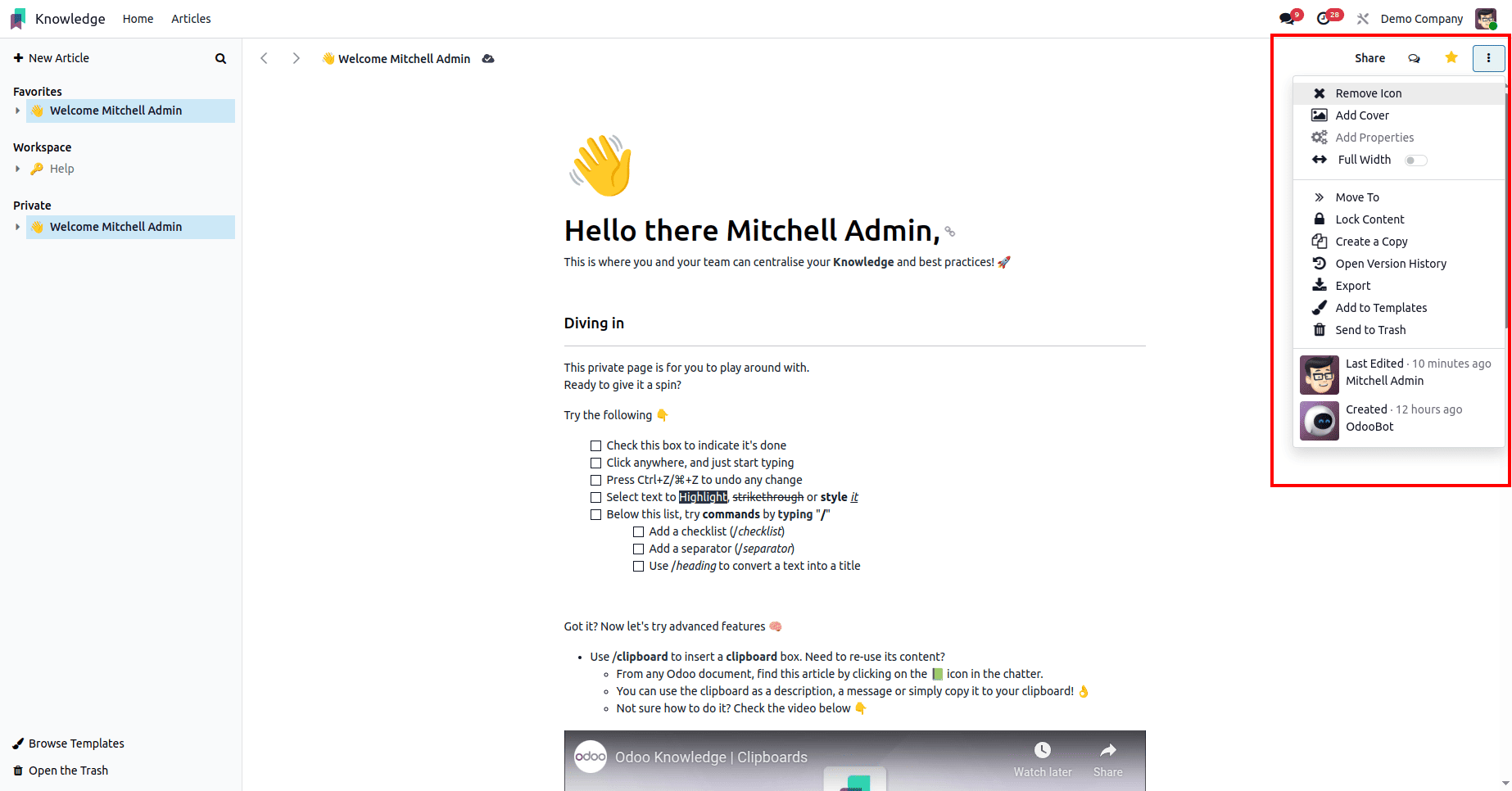 Overview of Knowledge Module in Odoo 18-cybrosys