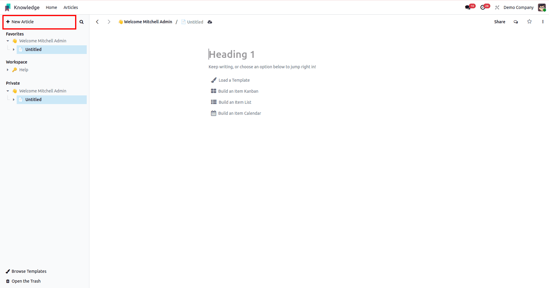 Overview of Knowledge Module in Odoo 18-cybrosys