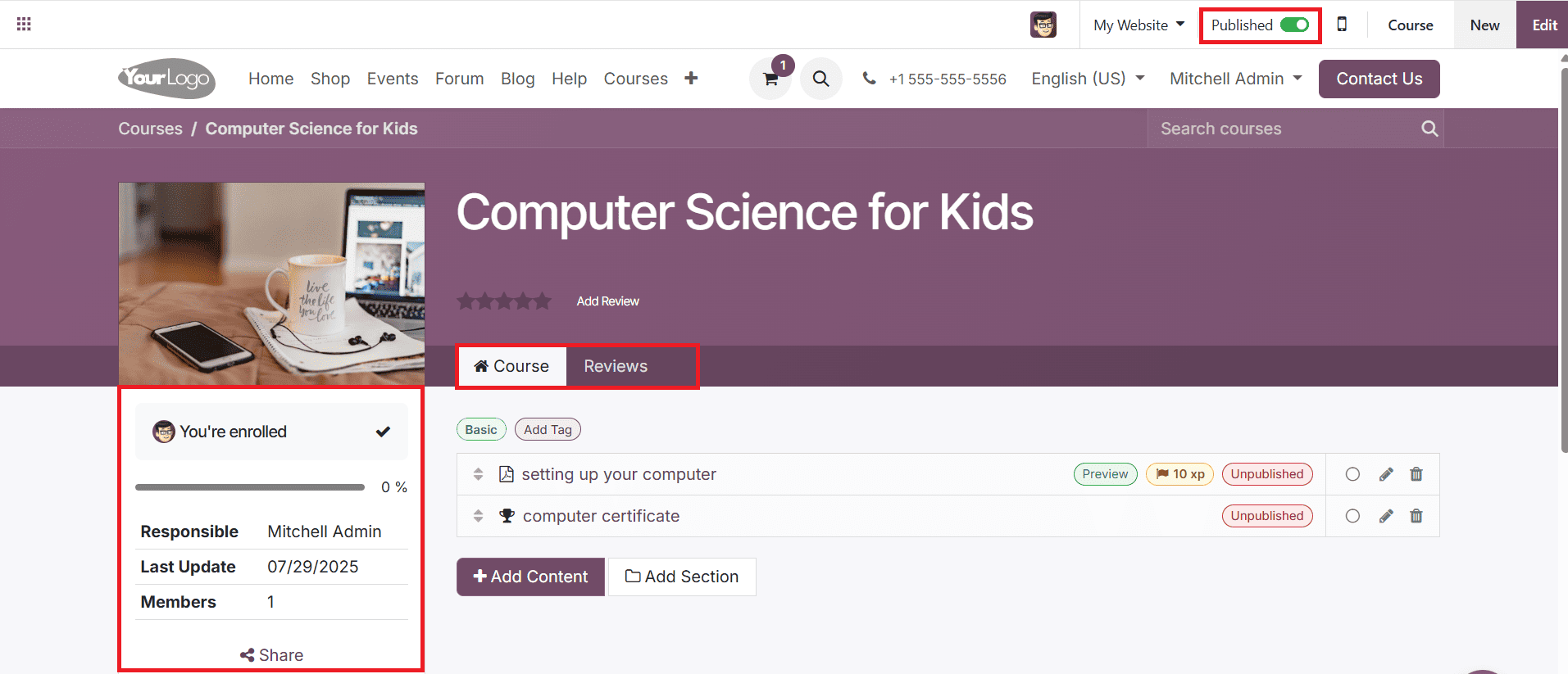 Overview of Launching Online Courses in Odoo 18 e-Learning-cybrosys