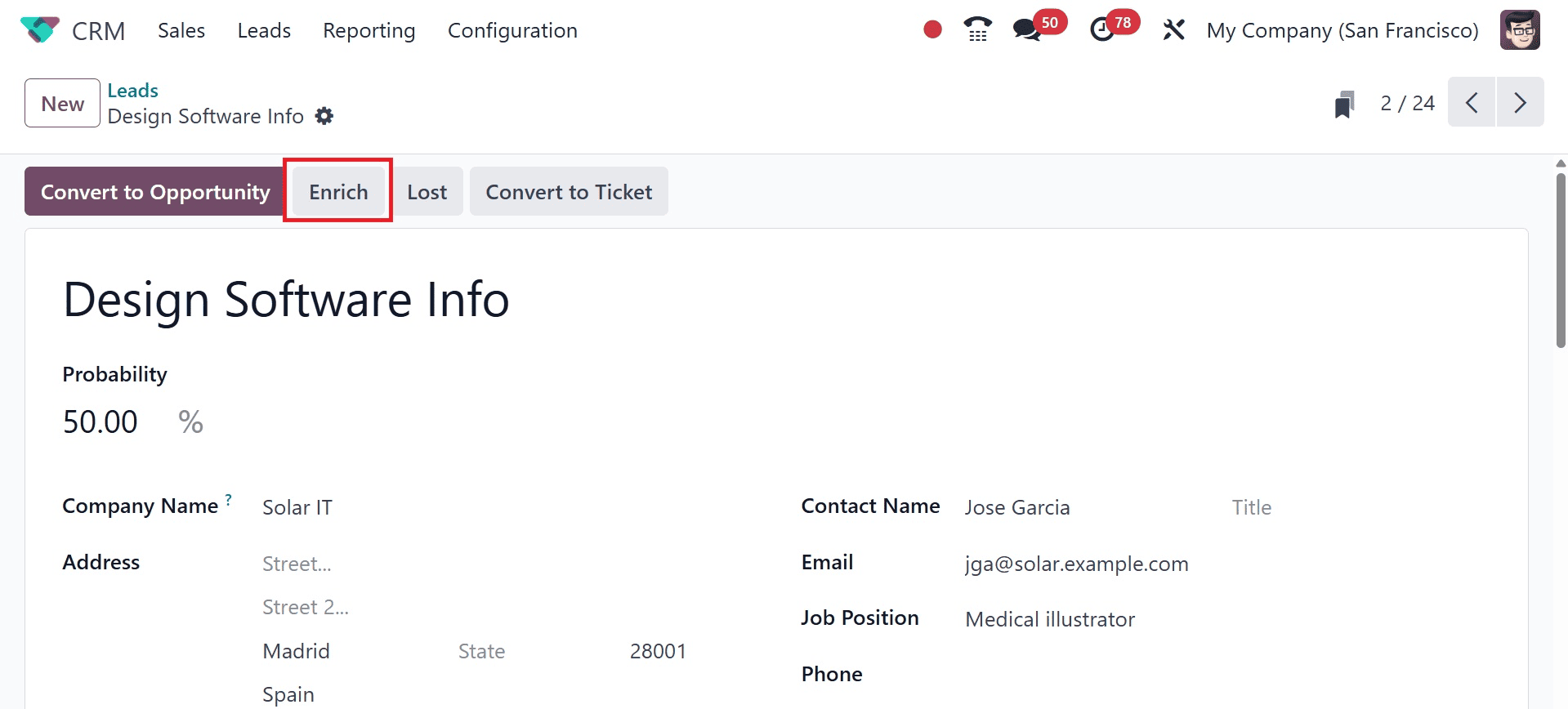 Overview of Lead Enrichment with Odoo 18 CRM-cybrosys