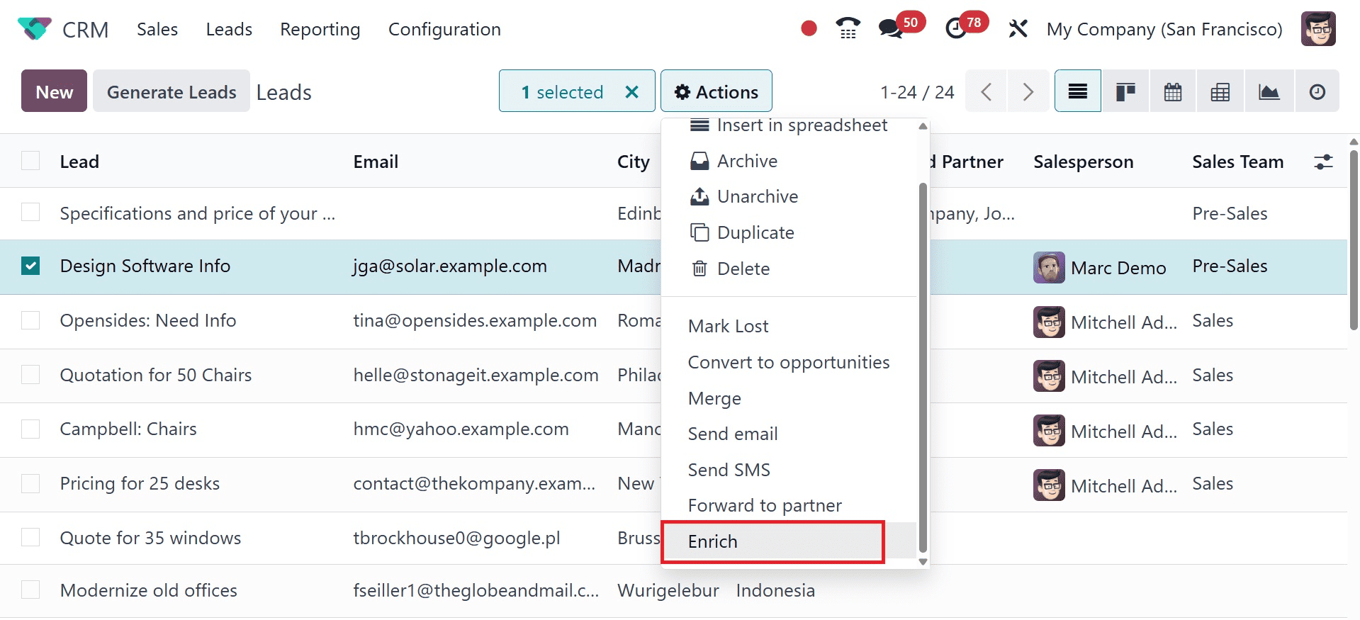 Overview of Lead Enrichment with Odoo 18 CRM-cybrosys