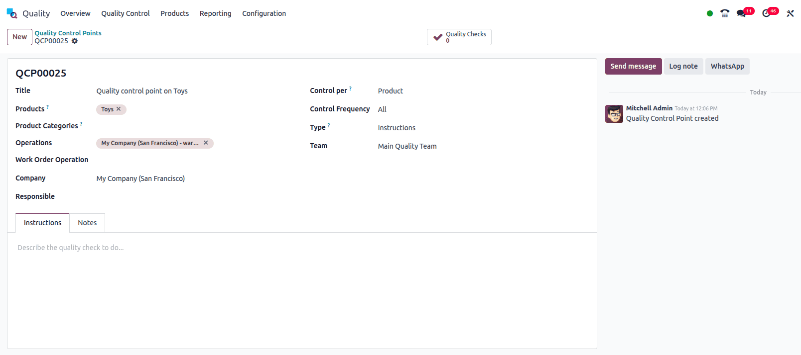 Overview of Manufacturing Quality Check in Odoo 18-cybrosys