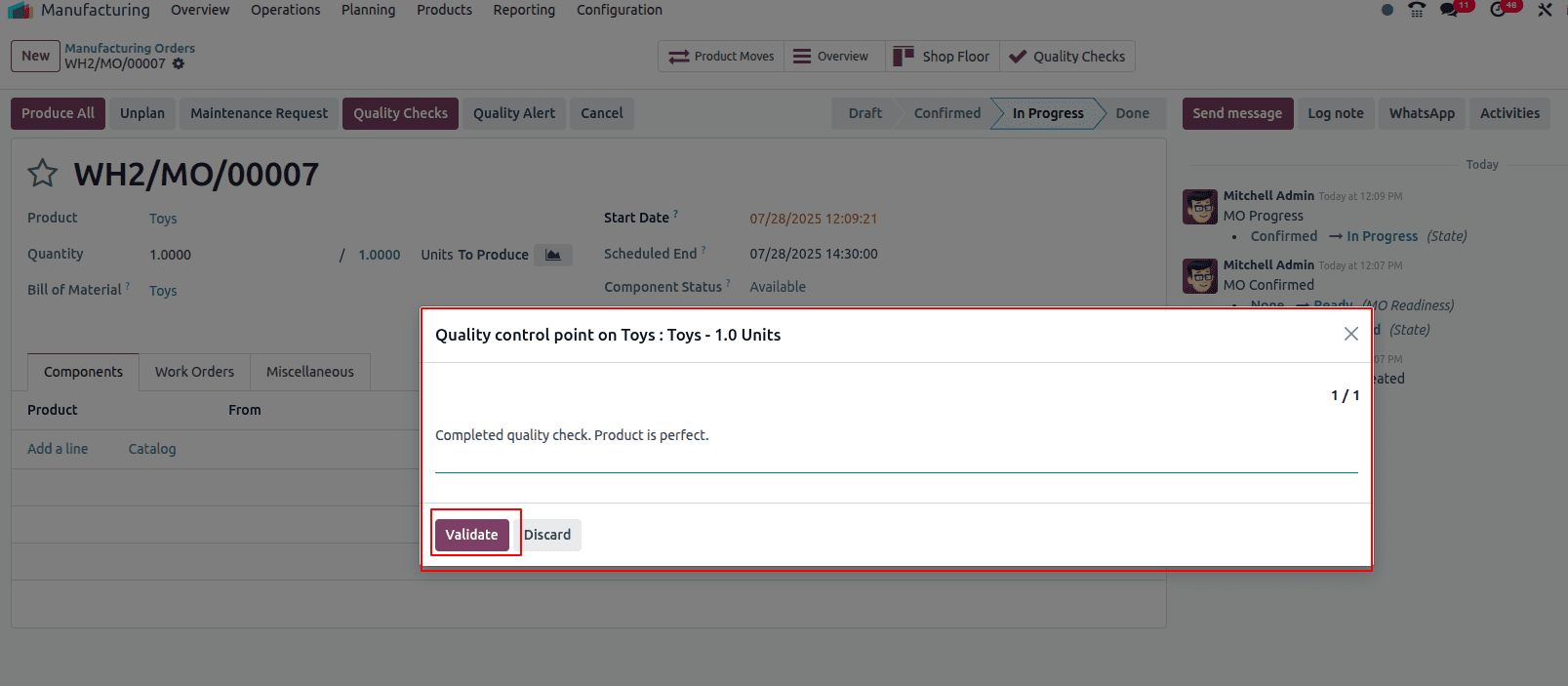 Overview of Manufacturing Quality Check in Odoo 18-cybrosys