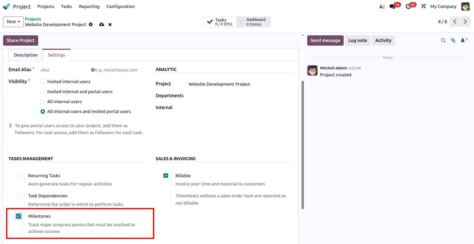 Overview of Milestone-Based Billing in Odoo 19 Project Management-cybrosys