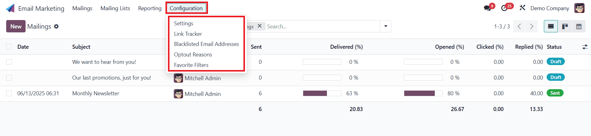 Overview of Odoo 18 Email Marketing Module-cybrosys