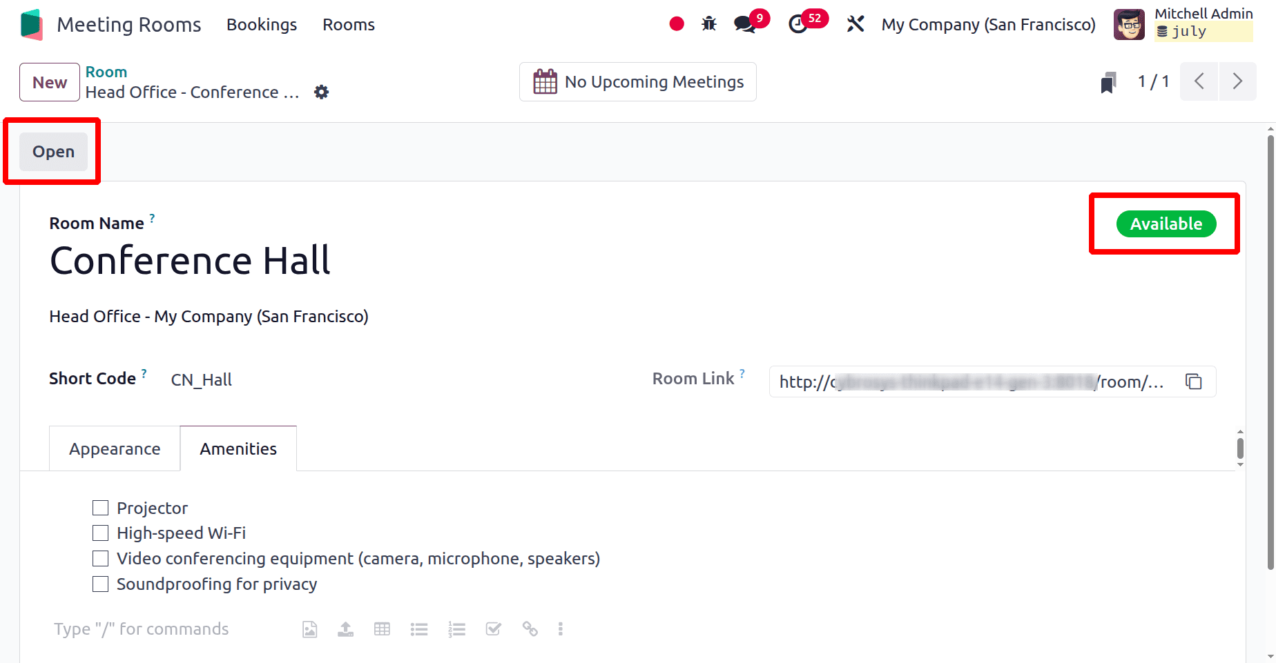 Overview of Odoo 18 Meeting Rooms Module-cybrosys