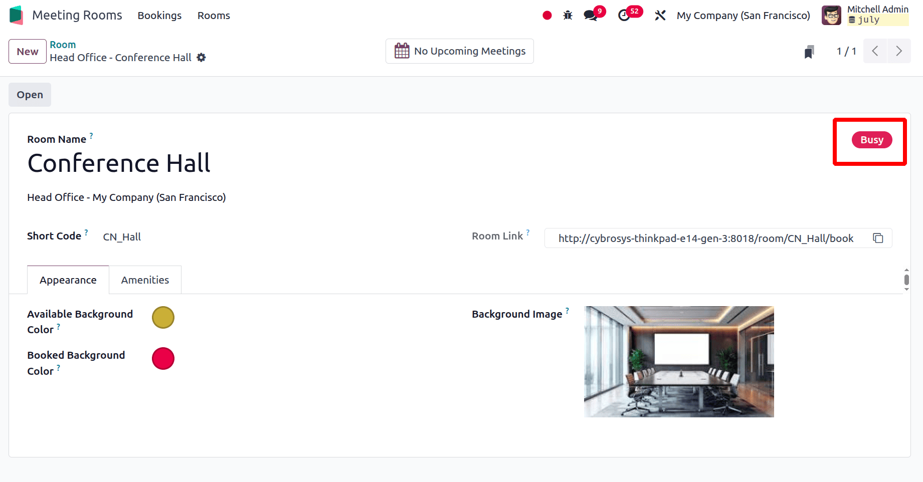 Overview of Odoo 18 Meeting Rooms Module-cybrosys