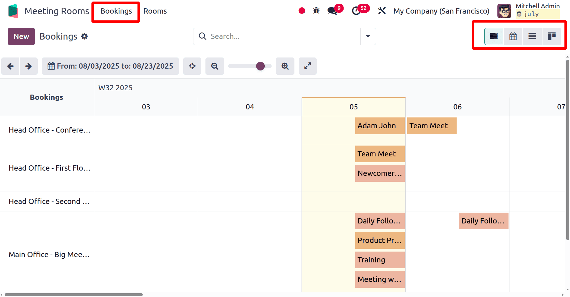Overview of Odoo 18 Meeting Rooms Module-cybrosys
