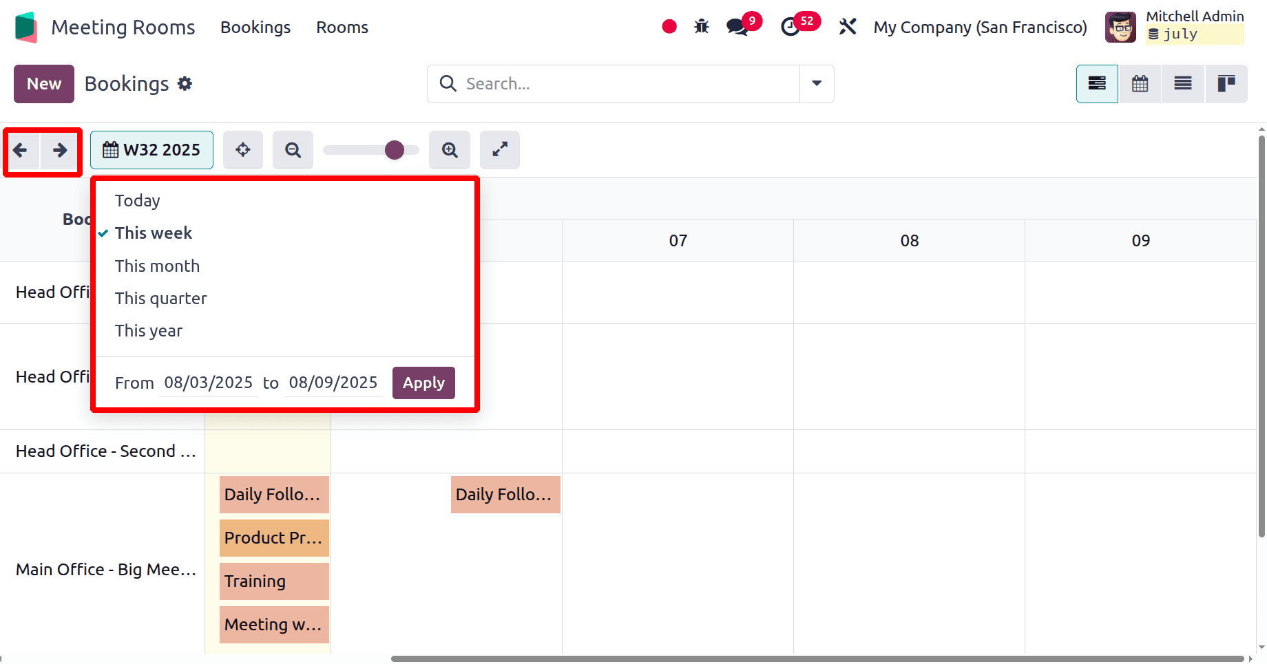 Overview of Odoo 18 Meeting Rooms Module-cybrosys