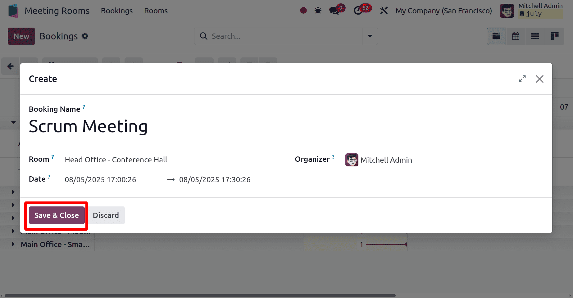 Overview of Odoo 18 Meeting Rooms Module-cybrosys