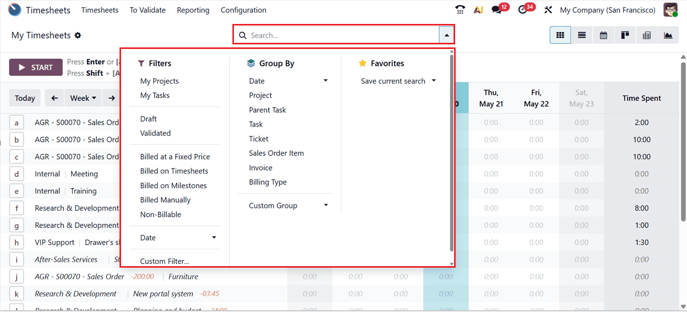 Overview of Odoo 19 Timesheet Module-cybrosys