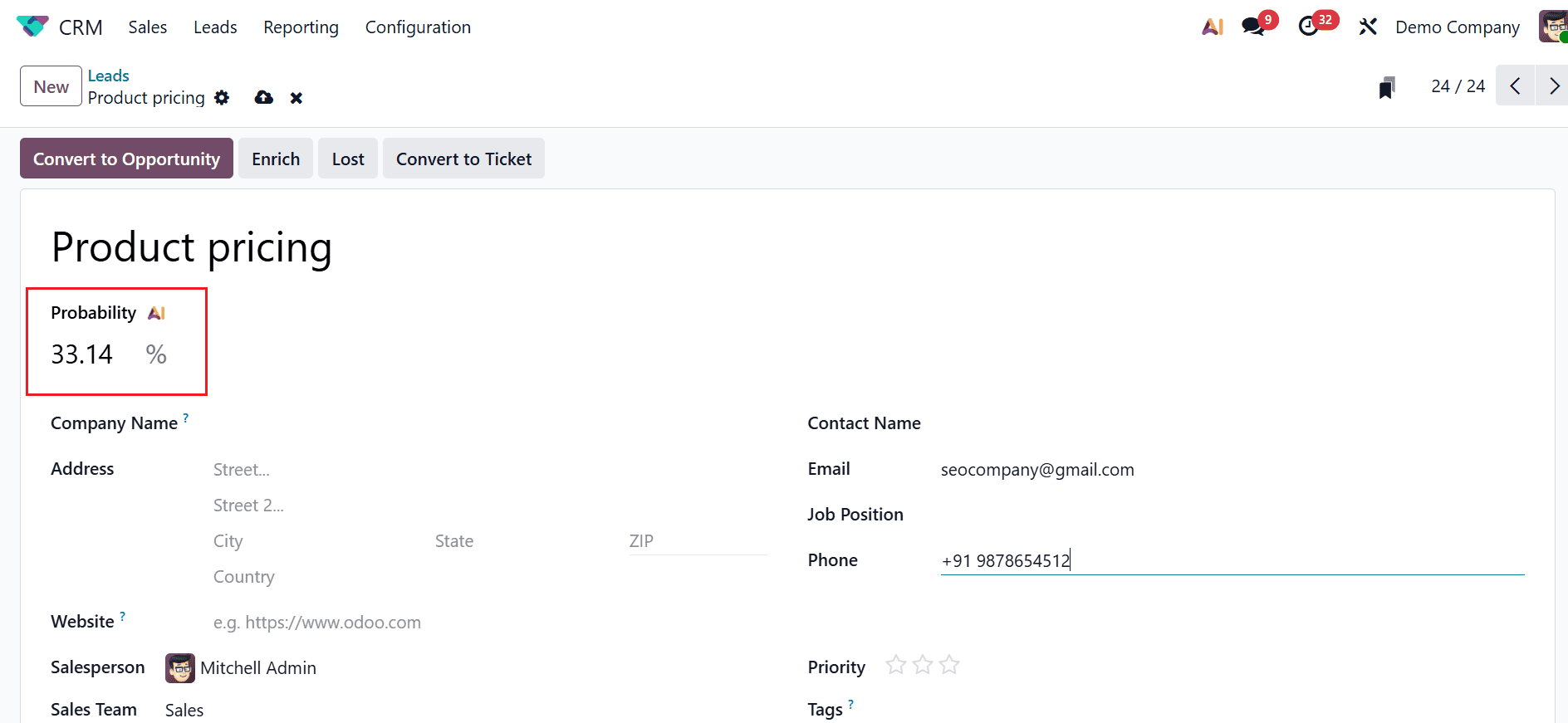 Overview of Predictive Lead Scoring in Odoo 19 CRM-cybrosys