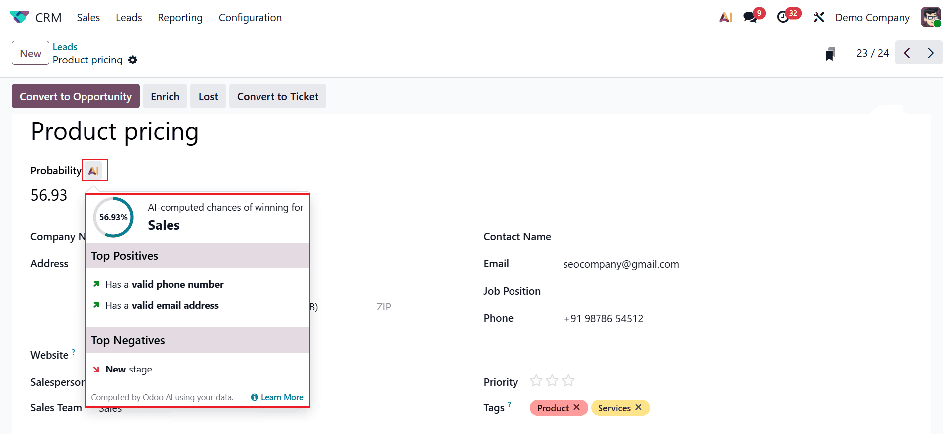 Overview of Predictive Lead Scoring in Odoo 19 CRM-cybrosys