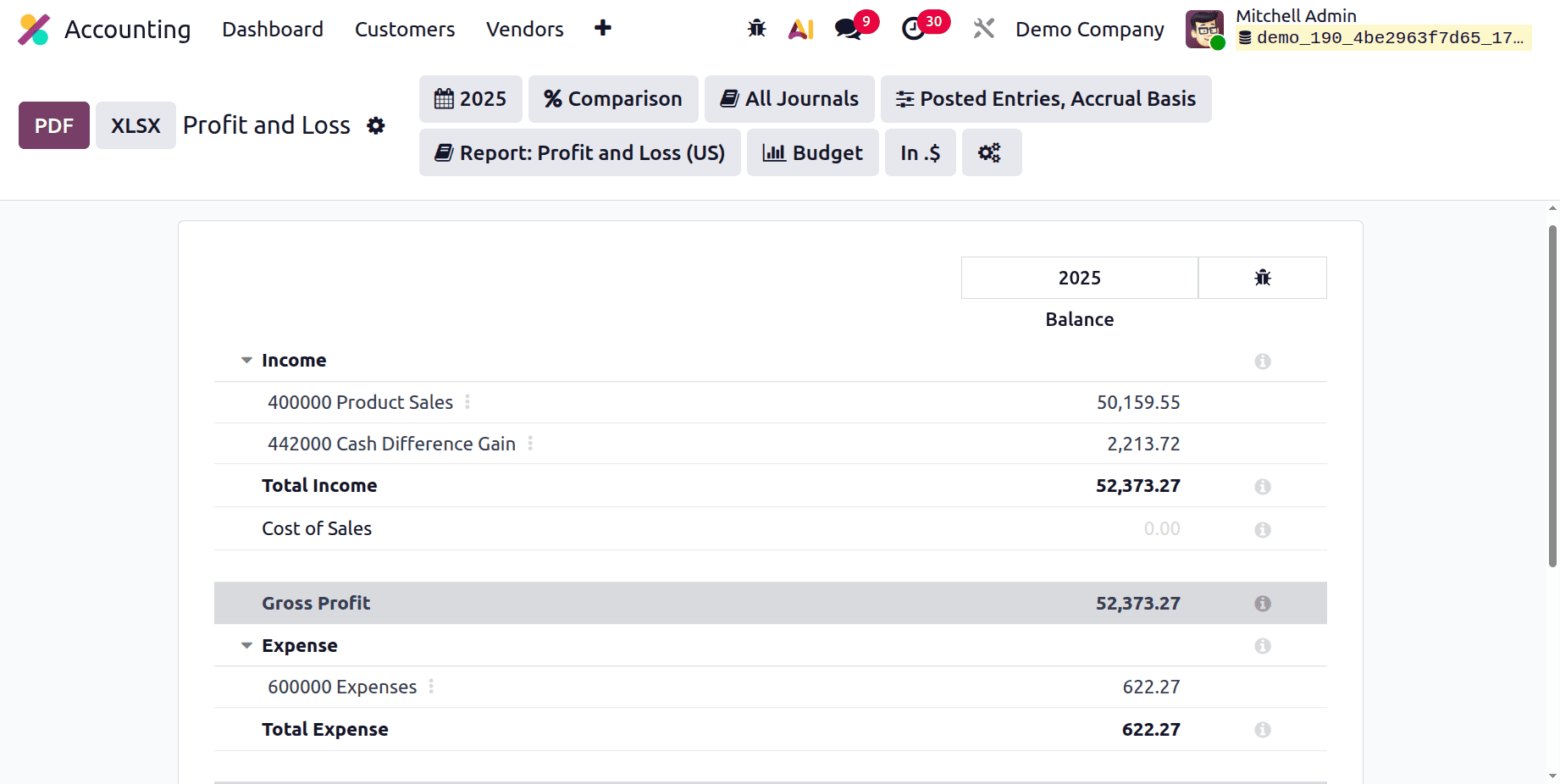 Overview of Profit and Loss Report in Odoo 19 Accounting-cybrosys