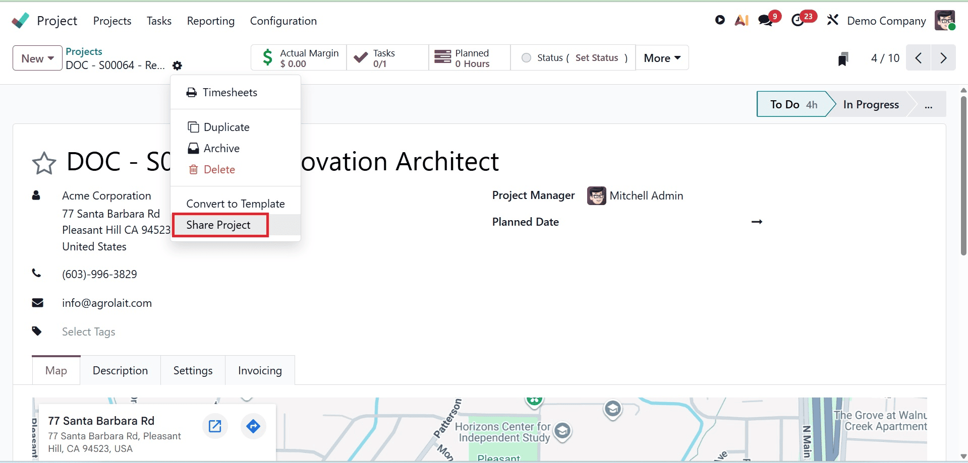 Overview of Project Collaboration and Sharing in Odoo 19 Project-cybrosys