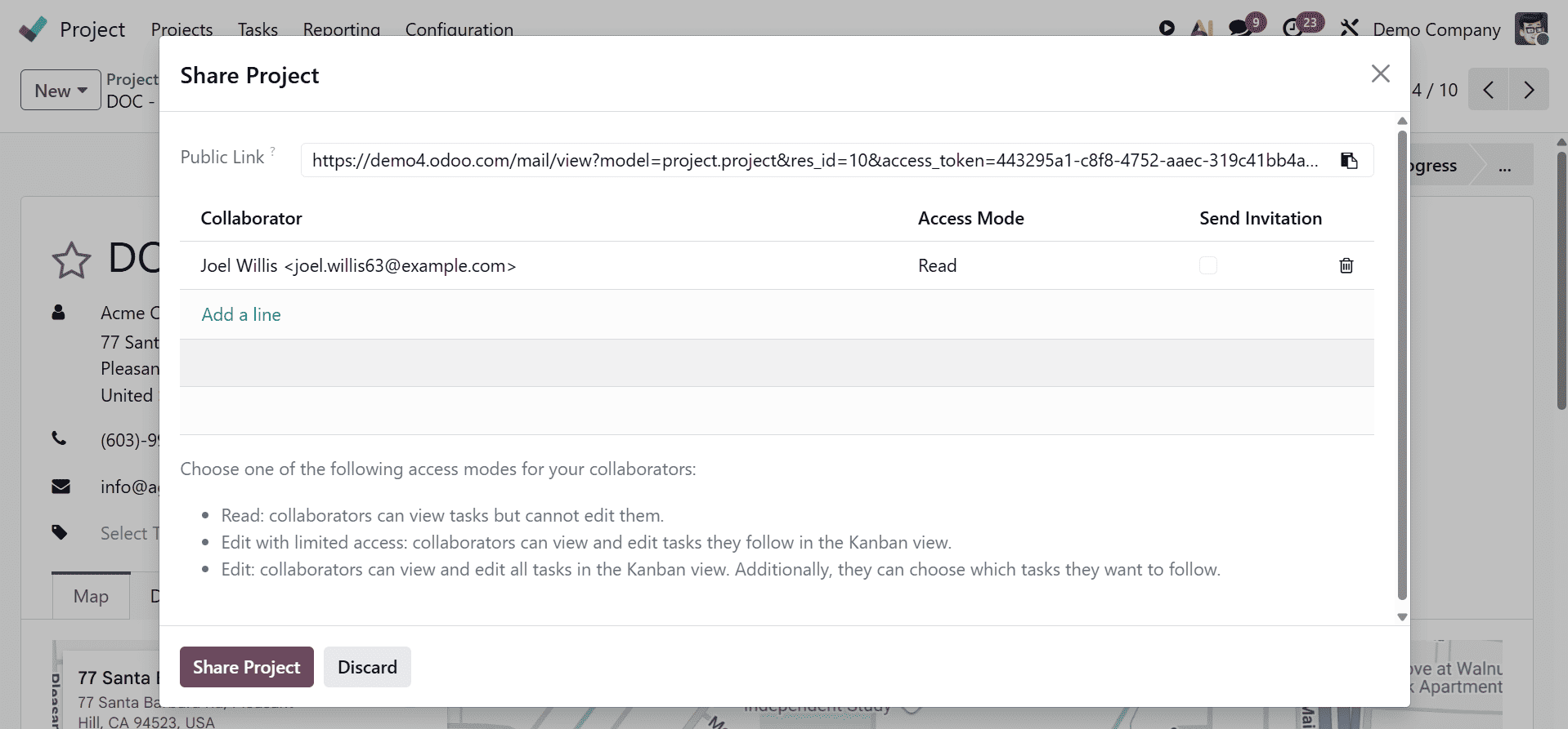 Overview of Project Collaboration and Sharing in Odoo 19 Project-cybrosys
