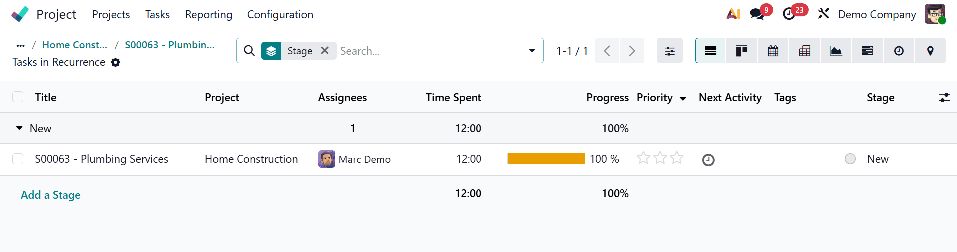Overview of Recurring Task Workflows in Odoo 19 Project Module-cybrosys