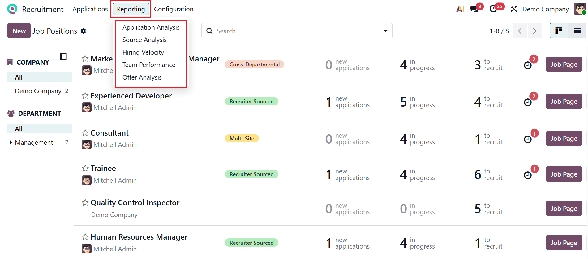 Overview of Reporting Features in Odoo 19 Recruitment Module-cybrosys