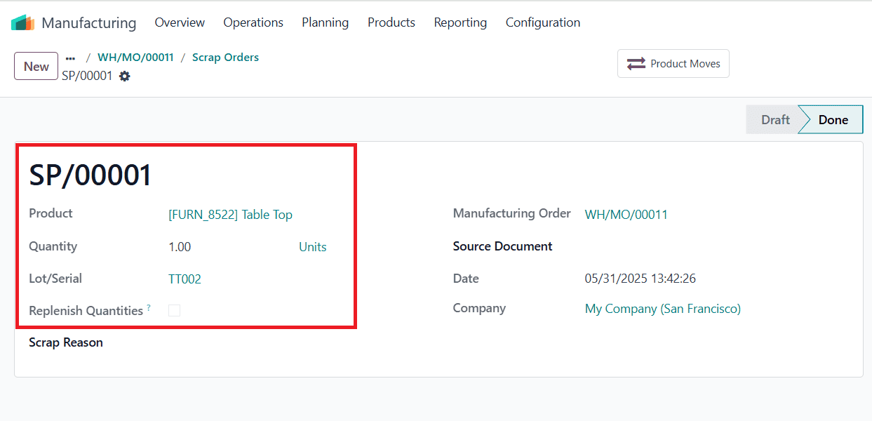 Overview of Scrap Management in Odoo 18 Manufacturing-cybrosys