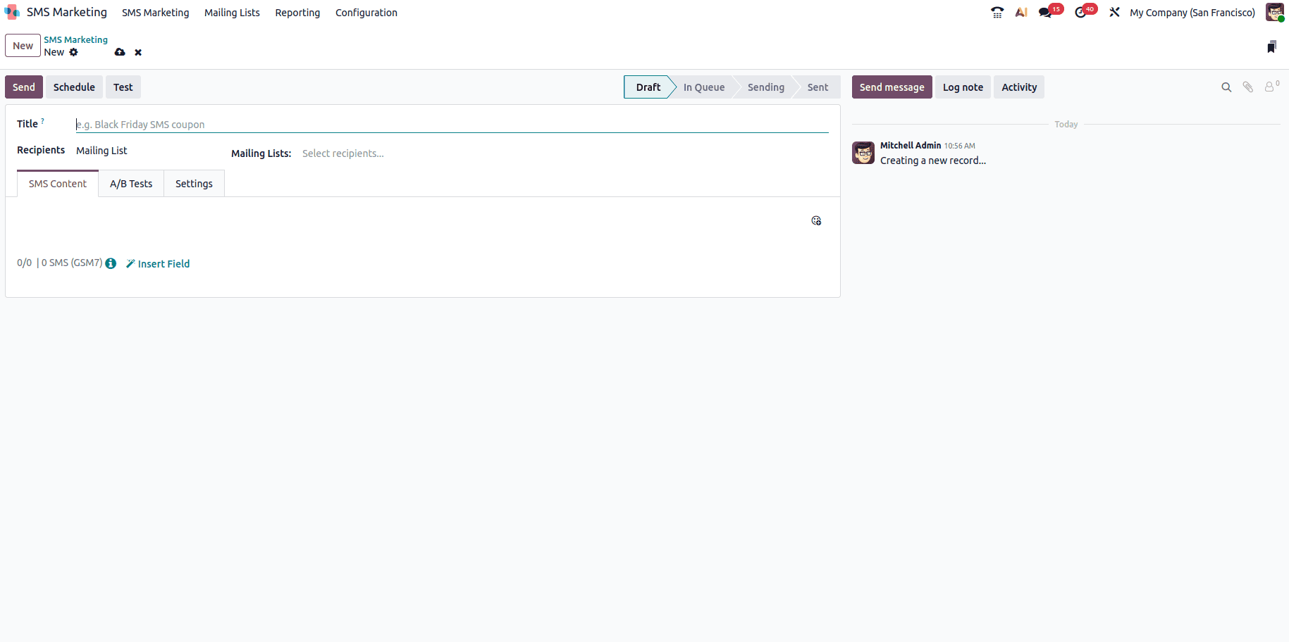 Overview of SMS Marketing Module in Odoo 19-cybrosys
