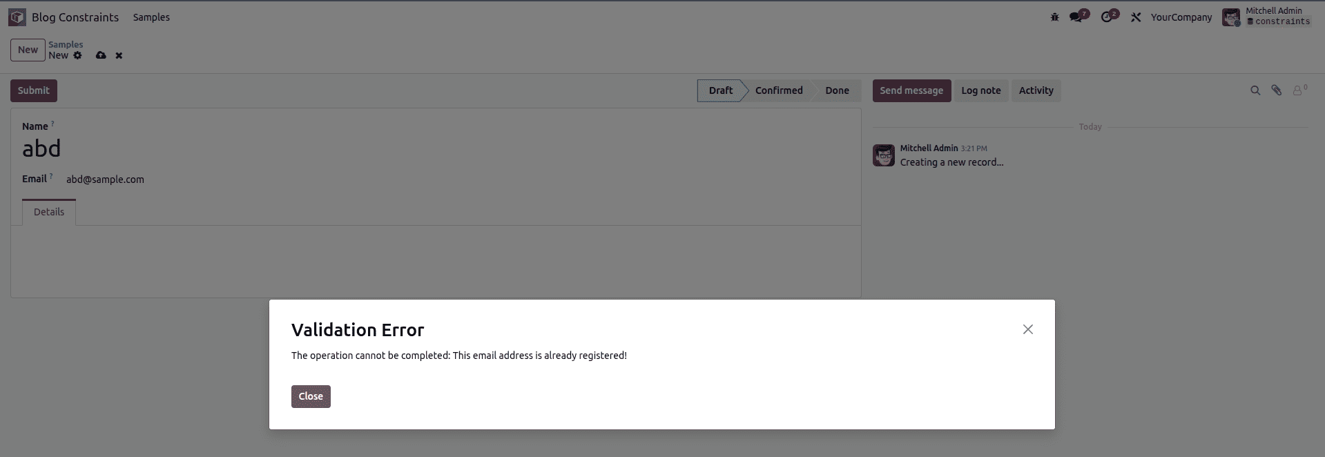 Overview of SQL constraints in Odoo 19-cybrosys