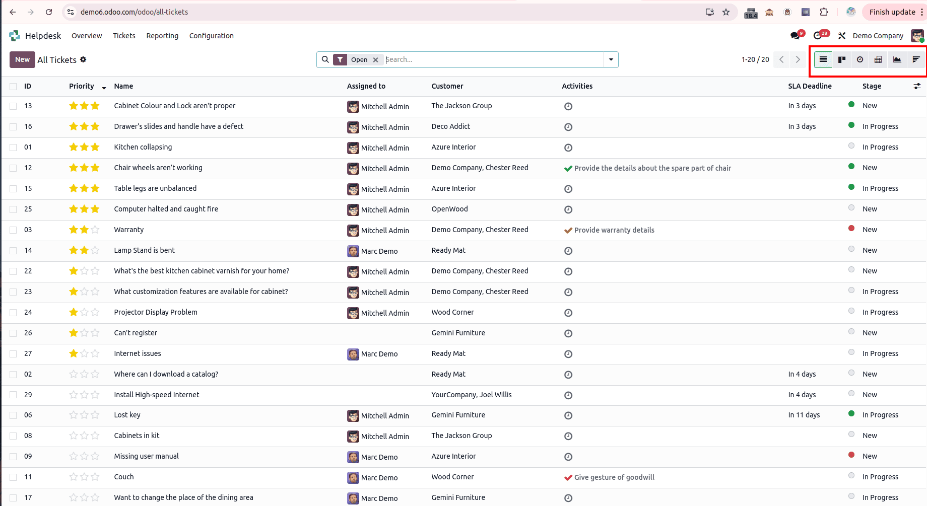 Overview of Views in Odoo 18 Helpdesk Ticket-cybrosys