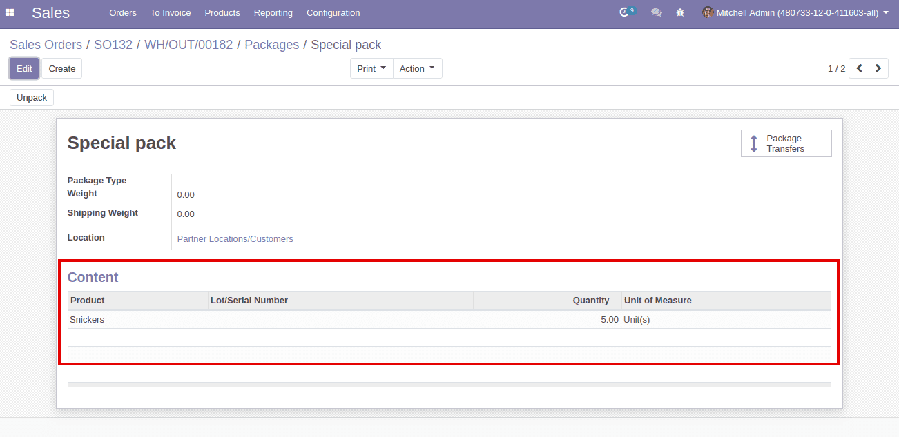 packages in odoo v12