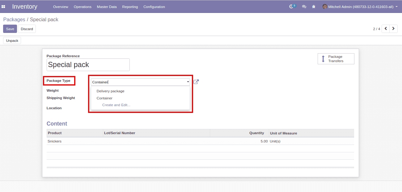 packages in odoo v12