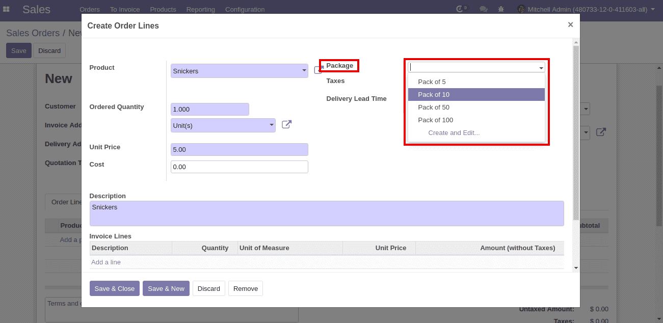 packages in odoo v12