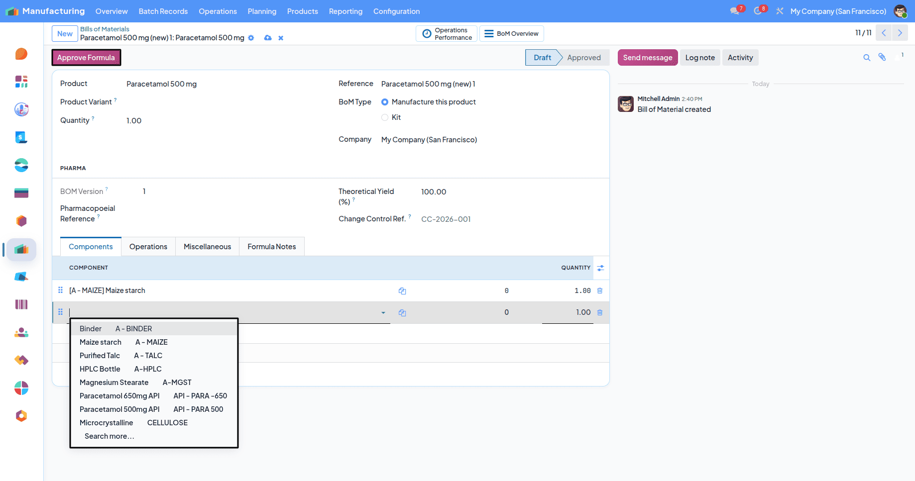 Pharmaceutical Manufacturing Management in Odoo 19 with Pharmaceutical ERP-cybrosys