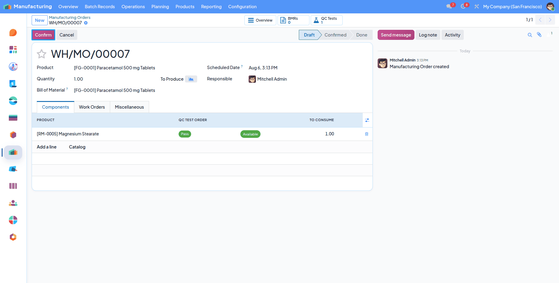 Pharmaceutical Manufacturing Management in Odoo 19 with Pharmaceutical ERP-cybrosys
