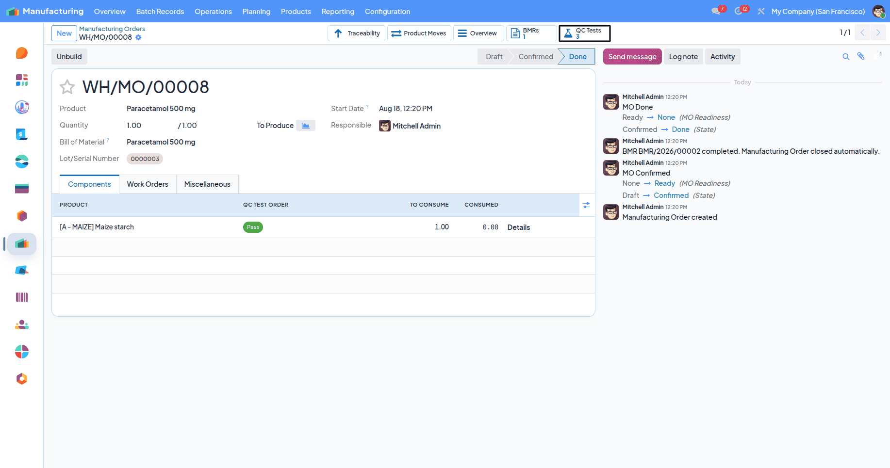 Pharmaceutical Manufacturing Management in Odoo 19 with Pharmaceutical ERP-cybrosys