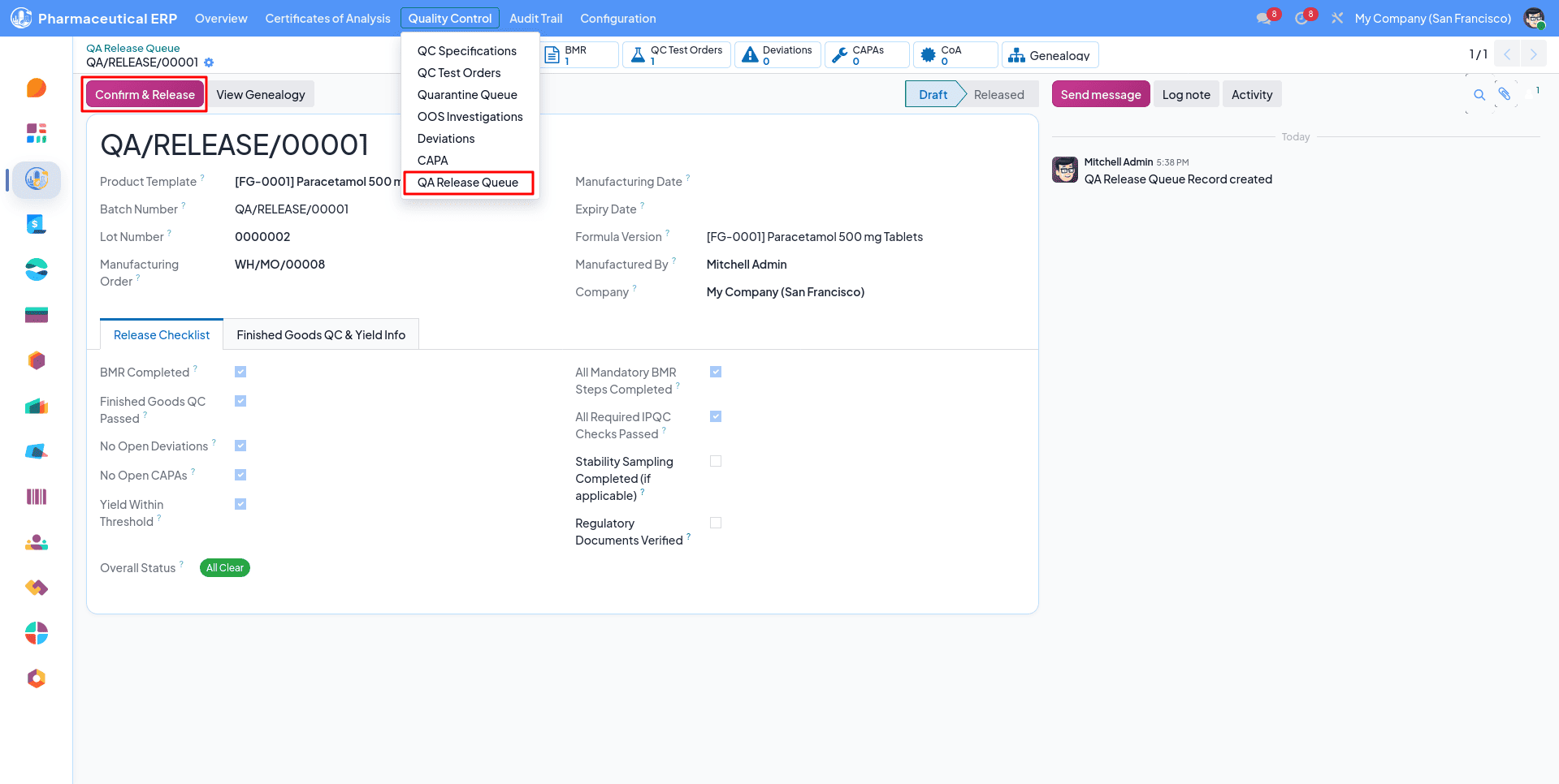 Pharmaceutical Manufacturing Management in Odoo 19 with Pharmaceutical ERP-cybrosys