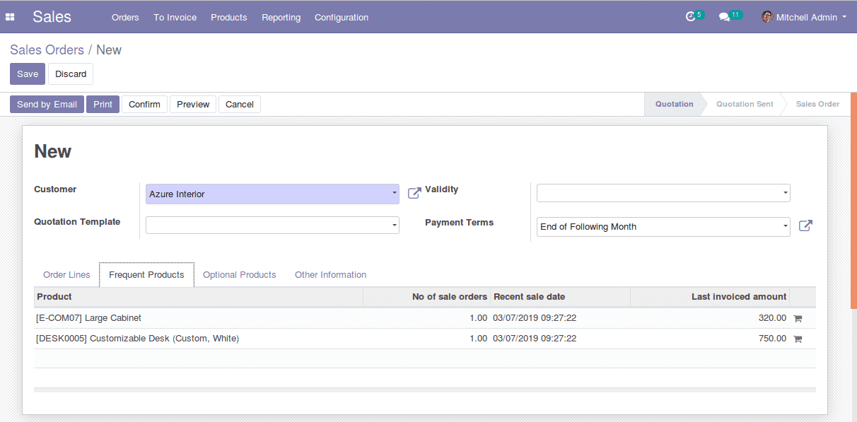 product recommendation in sales order-odoo apps