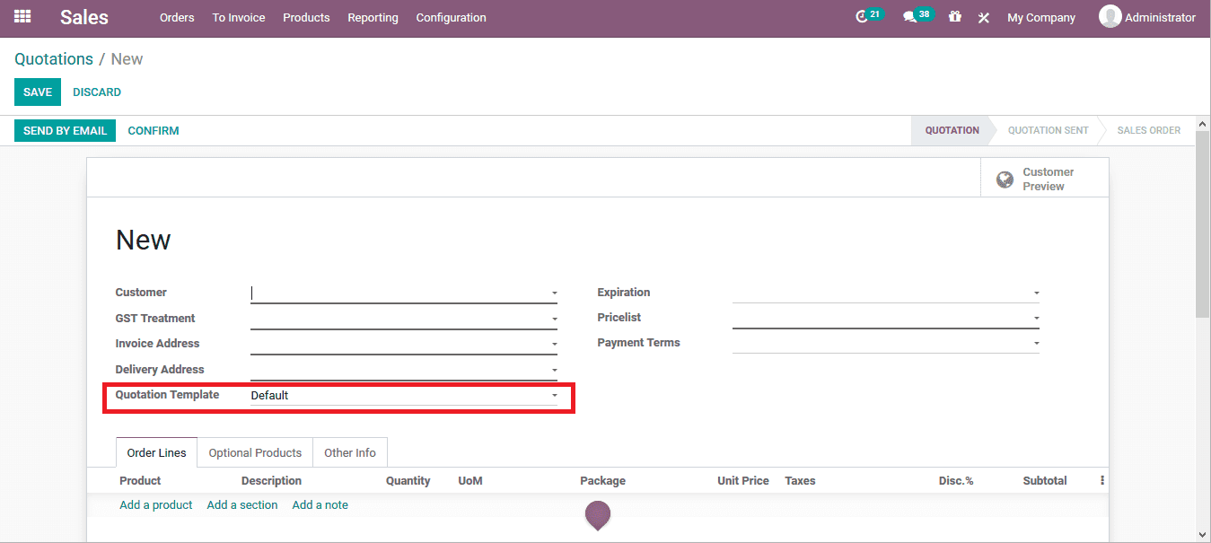 Quotation Templates in Odoo 14