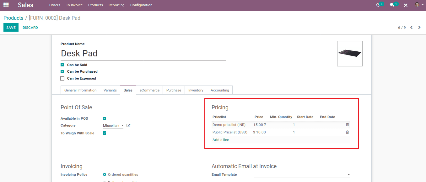 sales pricelist management in odoo