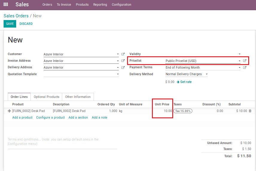 sales pricelist management in odoo