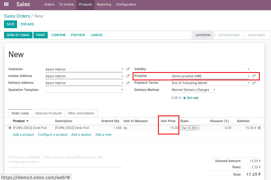 sales pricelist management in odoo