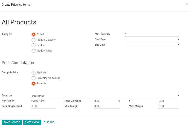 sales pricelist management in odoo