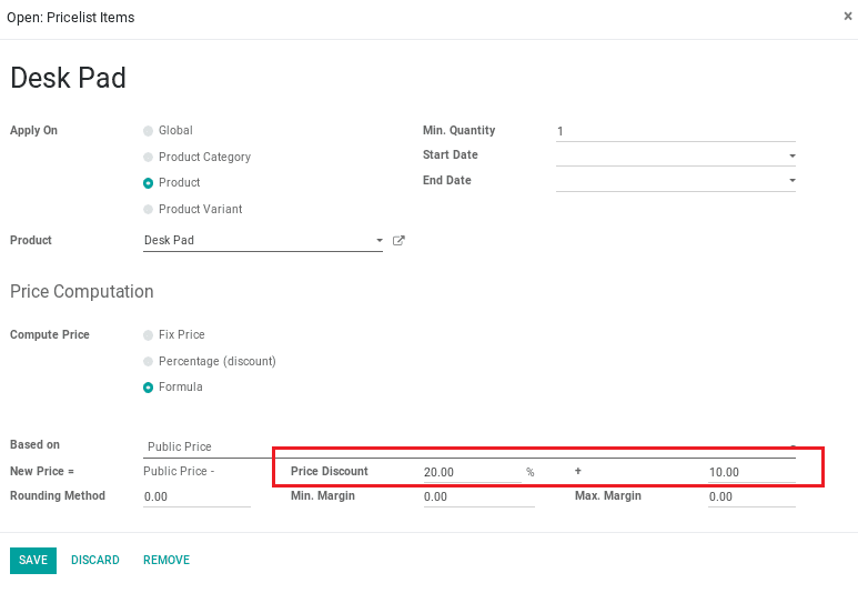 sales pricelist management in odoo