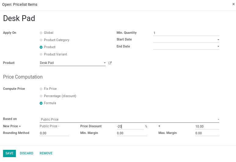 sales pricelist management in odoo