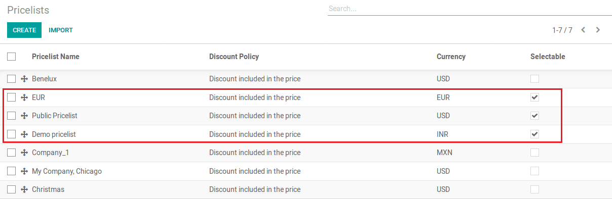 sales pricelist management in odoo