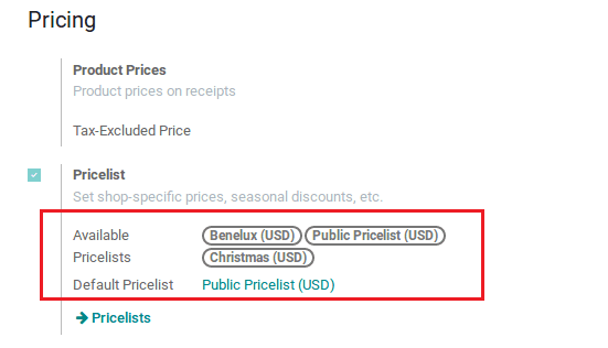 sales pricelist management in odoo