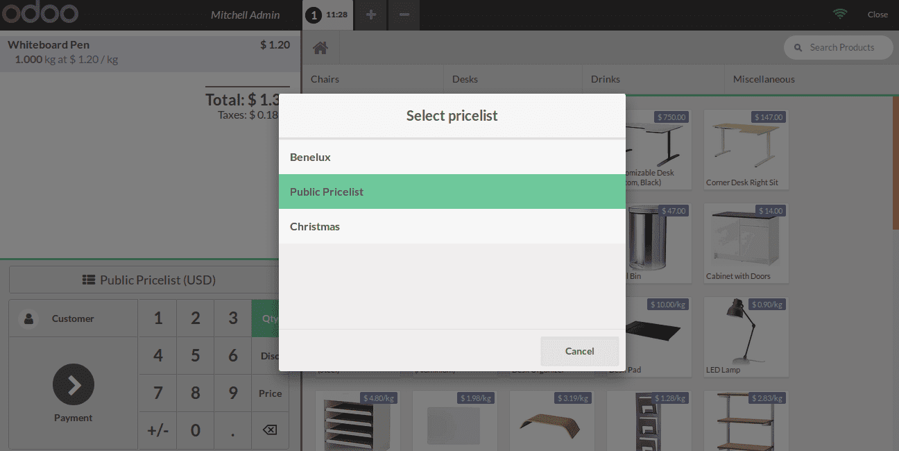 sales pricelist management in odoo