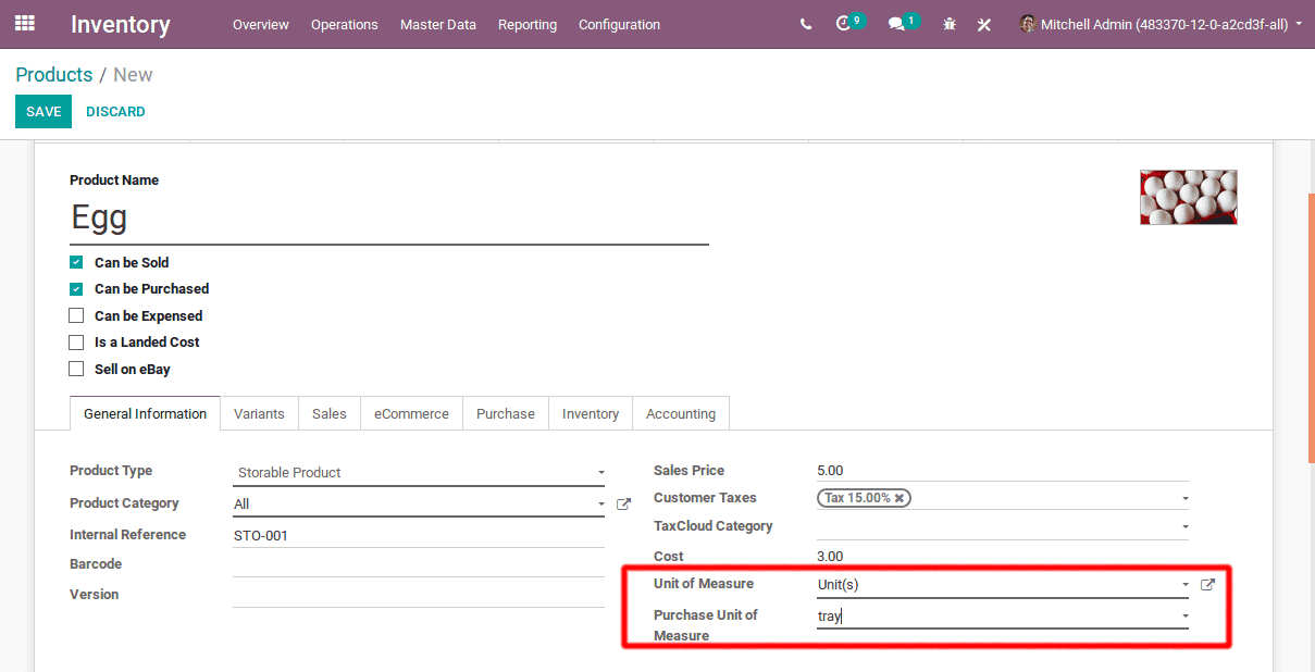 unit of measures in odoo v12