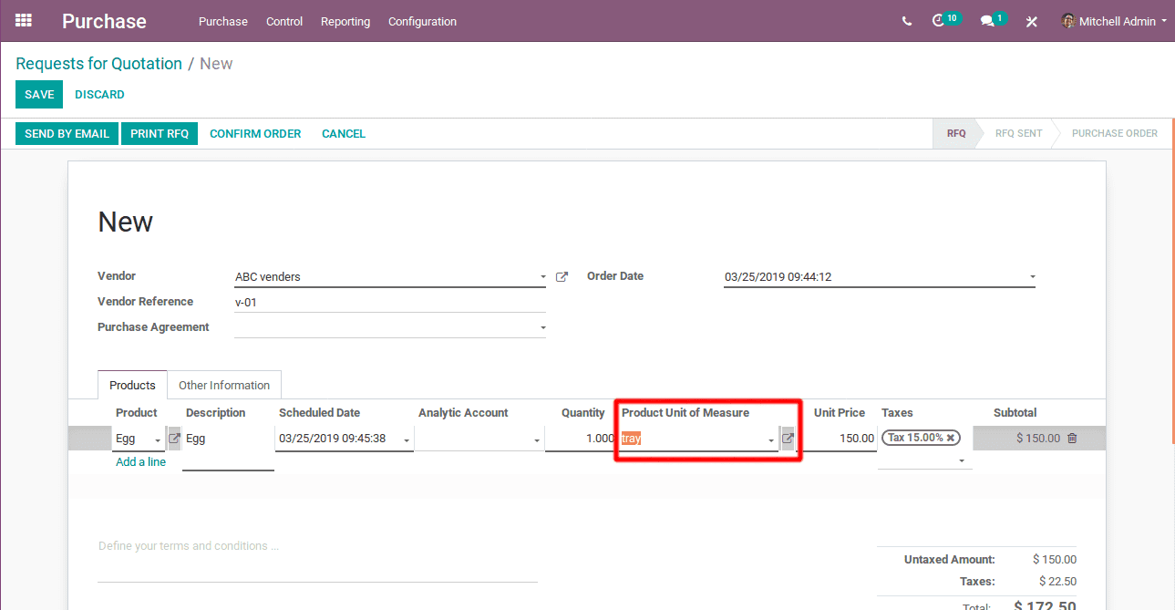 unit of measures in odoo v12