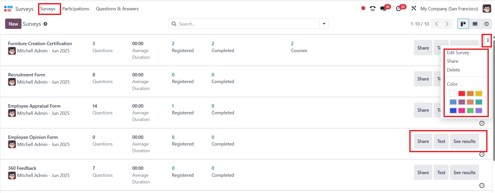 What are the Features of Odoo 18 Survey Module-cybrosys