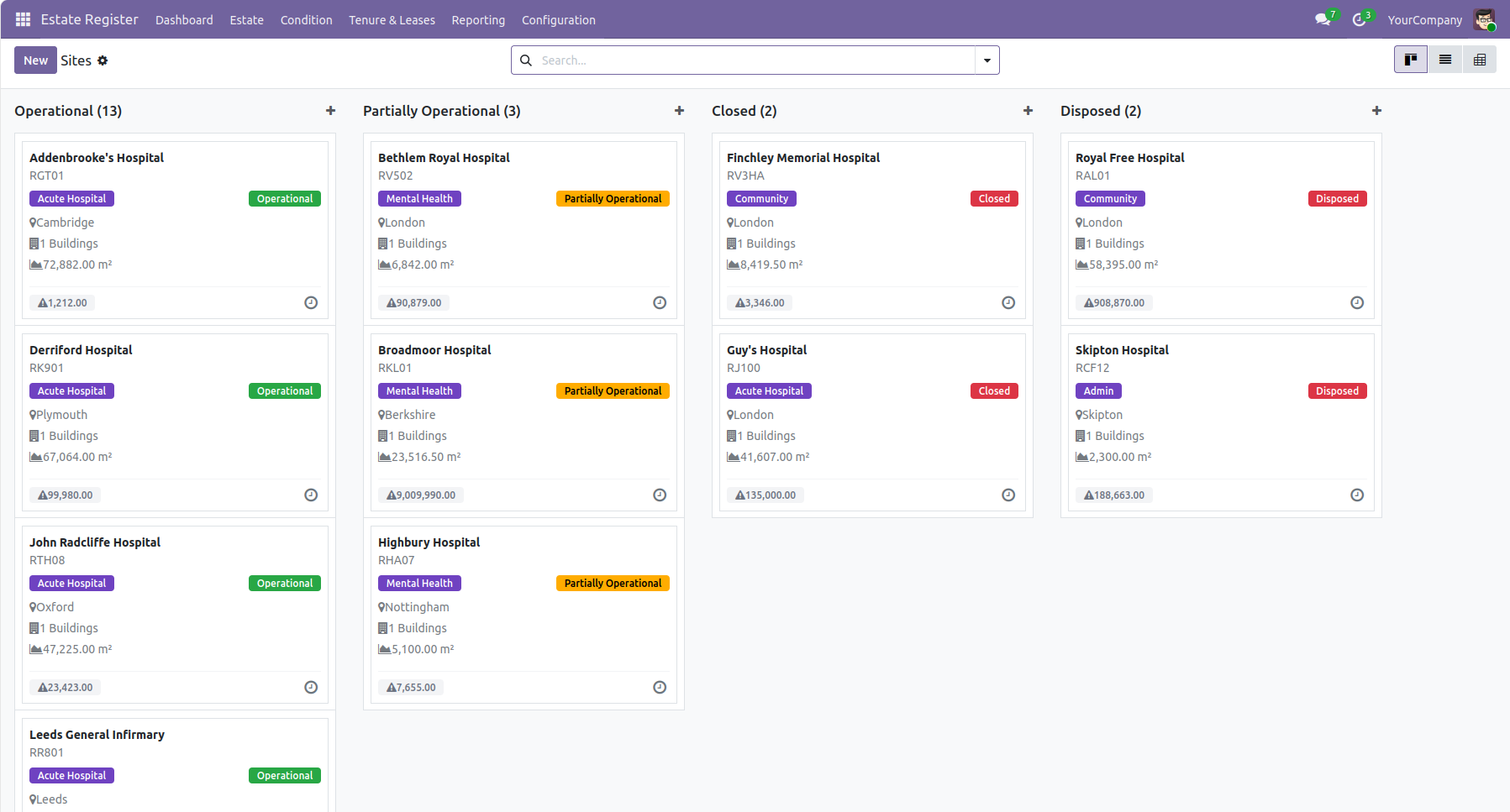 Odoo NHS Trust Management screenshot